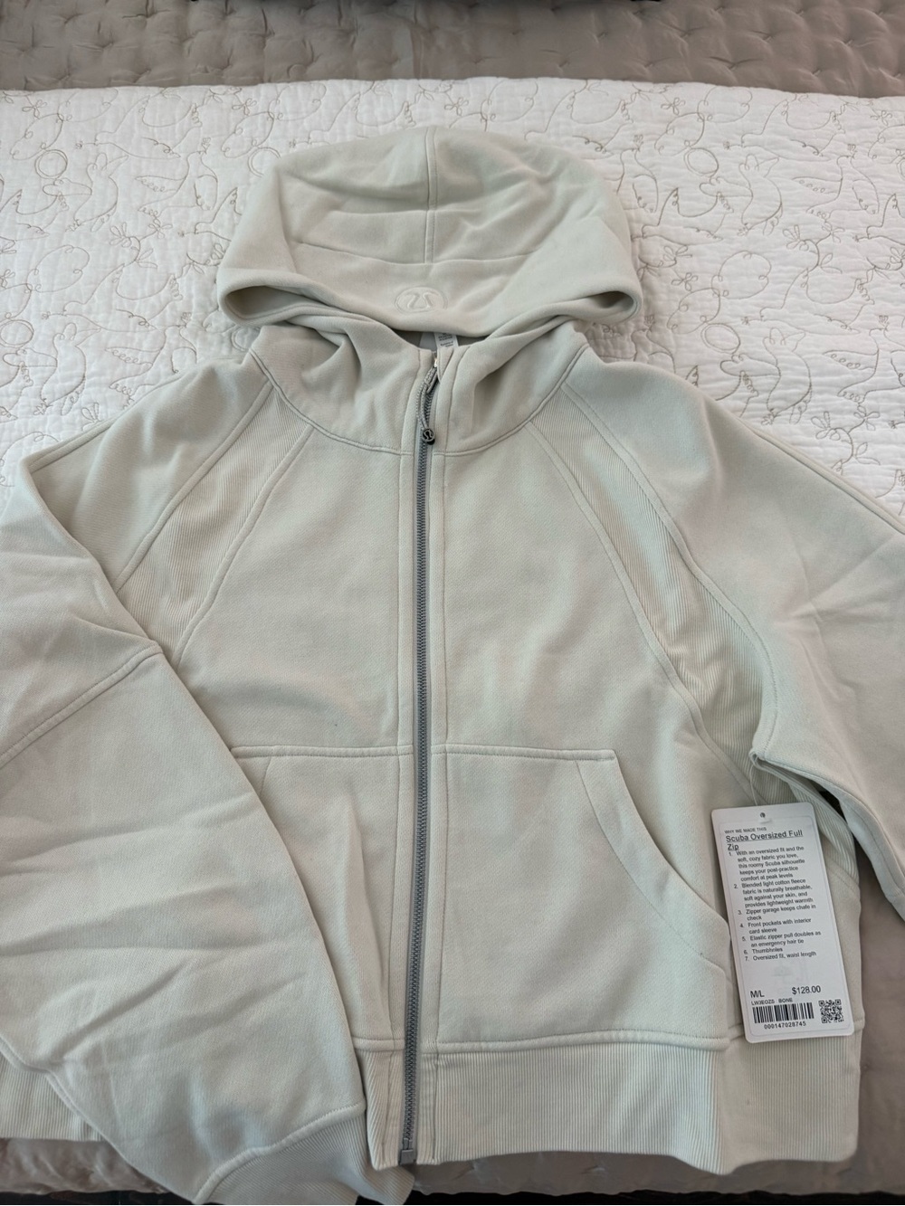 NWT Lululemon Scuba Full-Zip Hoodie M/L Bone